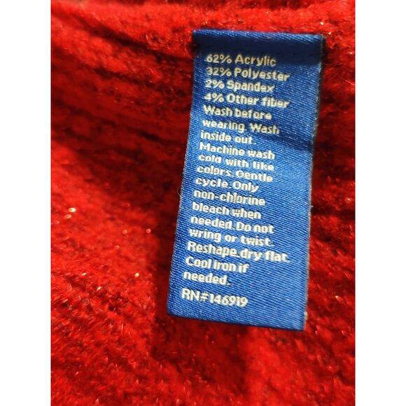 APT.9 Small Womens Sweater Red Sparkle Textured Pullover Holiday Knit Crewneck - Picture 8 of 10